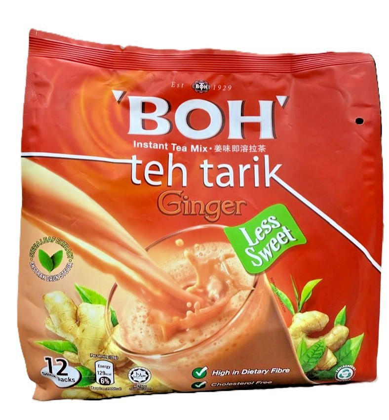 BOH Instant Tea Mix/ Teh Tarik Ginger 3 in 1 Less Sugar 12’s x 26g – 4 Packs