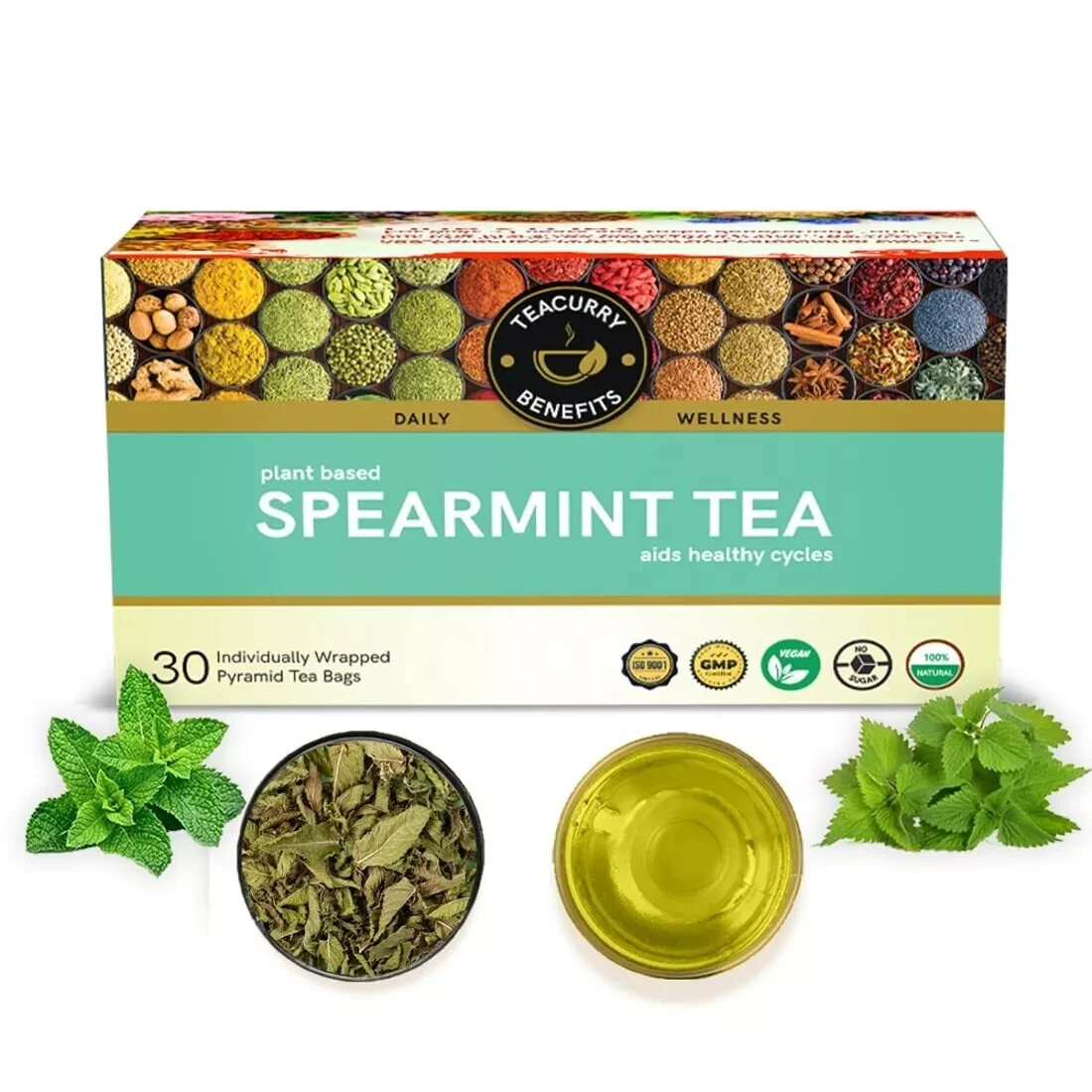 TEACURRY PCOS Tea (30 Tea Bags) Spearmint Tea Bag , with fast ship