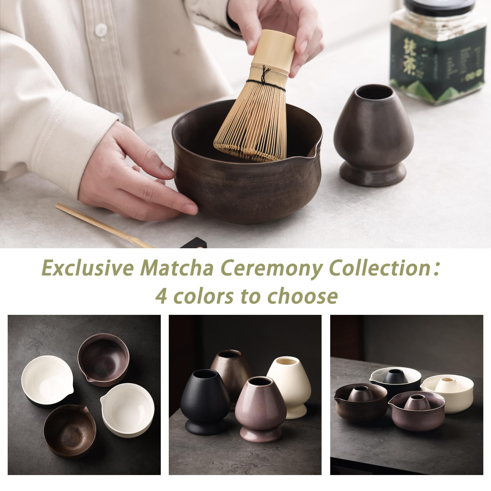 Matcha Set, Japanese Tea Set Includes Matcha Bowl with Spout, Matcha Whisk Ho…