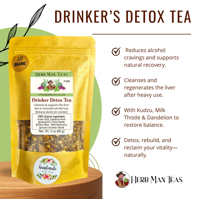 DRINKERS DETOX TEA – Detoxes the liver and reduces alcohol cravings.