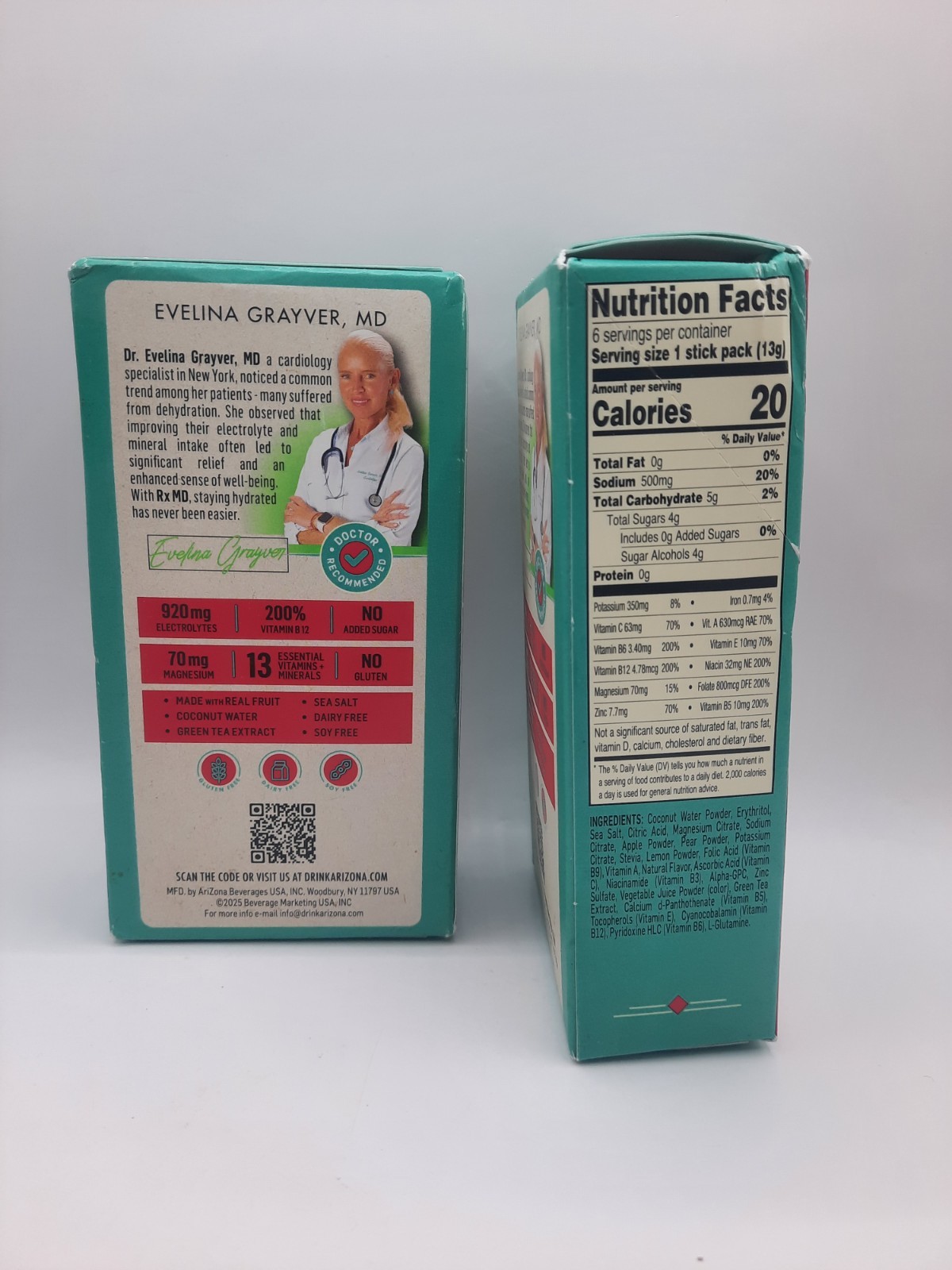 AriZonaRx MD Hydration Watermelon Drink Mix 0.45oz 12 Sticks Total Exp 05/2027