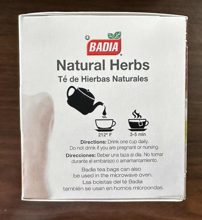 Badia Natural Herbs Slimming Tea – (4 Pack) 100 Bags EXP. 03/2028