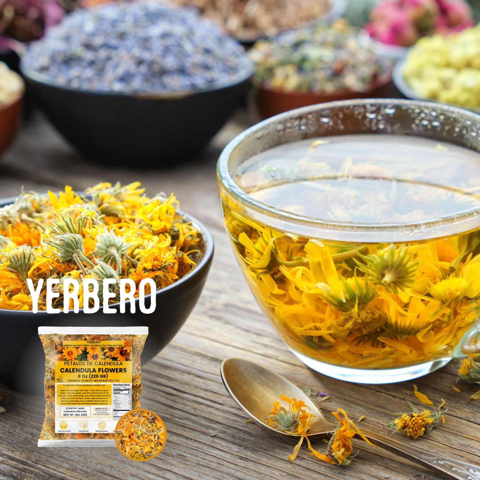 Yerbero Calendula Flowers Loose Herbal Tea 2oz (56g) | Marigold Flowers | Flo…