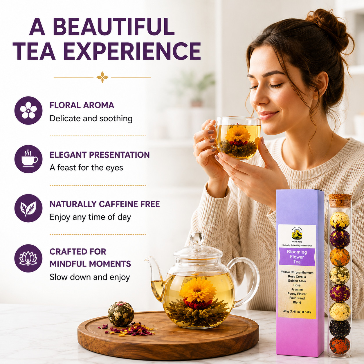 Summer Sale Blooming Tea Balls 8 Pack Jasmine Rose Chrysanthemum Peony Tea