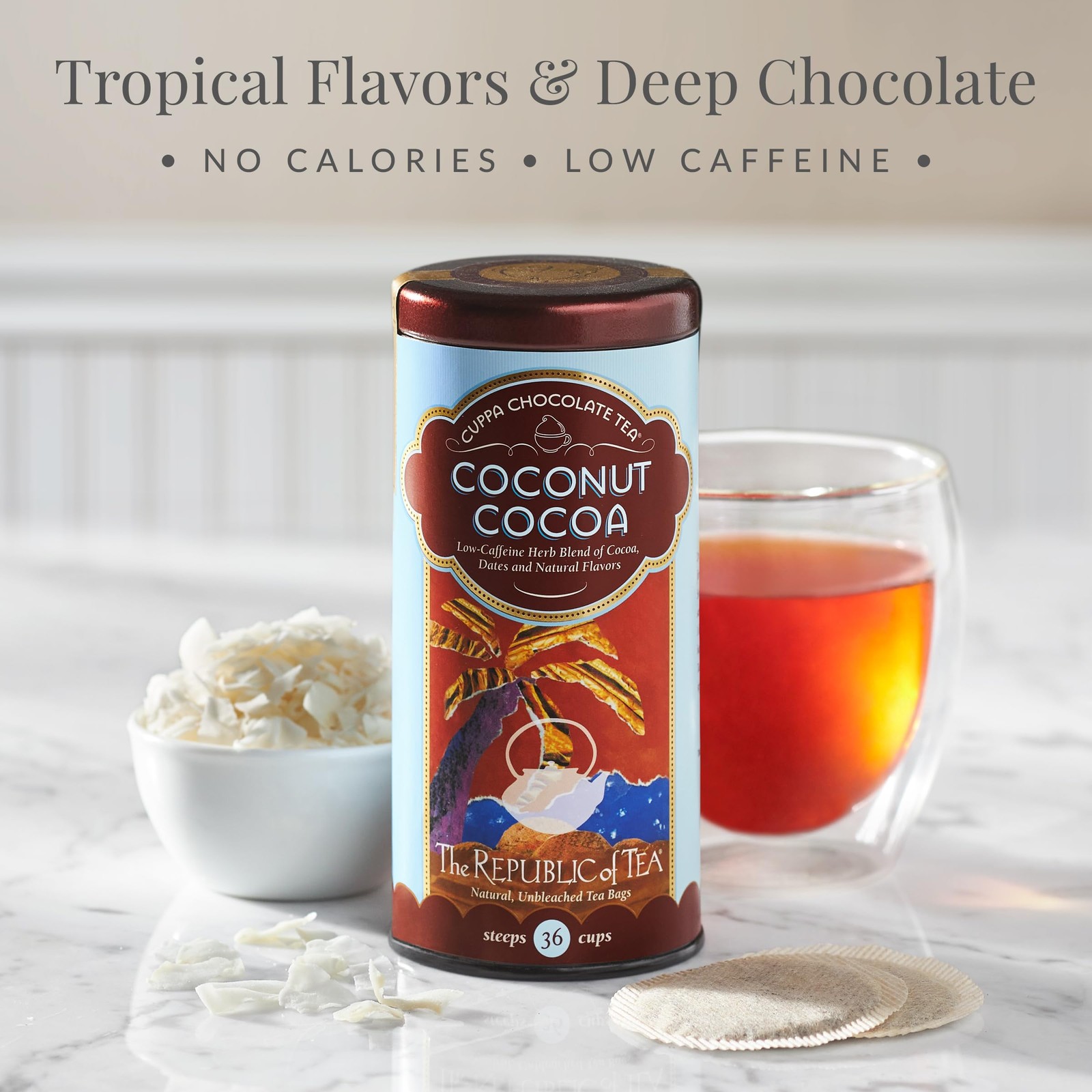 The Republic of Tea – Coconut Cocoa Cuppa Chocolate Tea Bags, Low-Caffeine, 3…