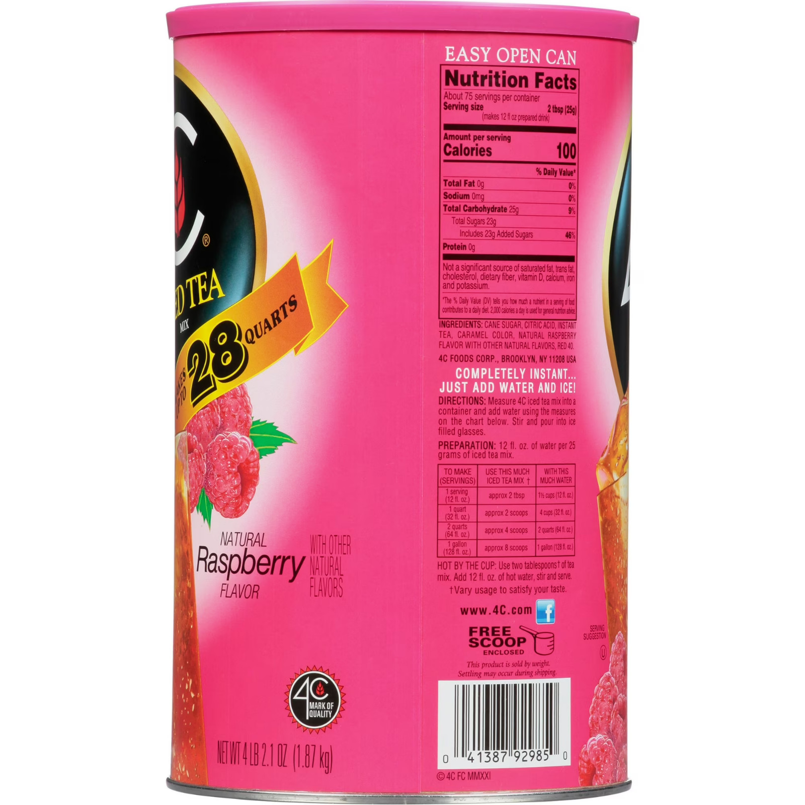 4C Raspberry Iced Tea Mix, 66.1 oz, 1 Ct….