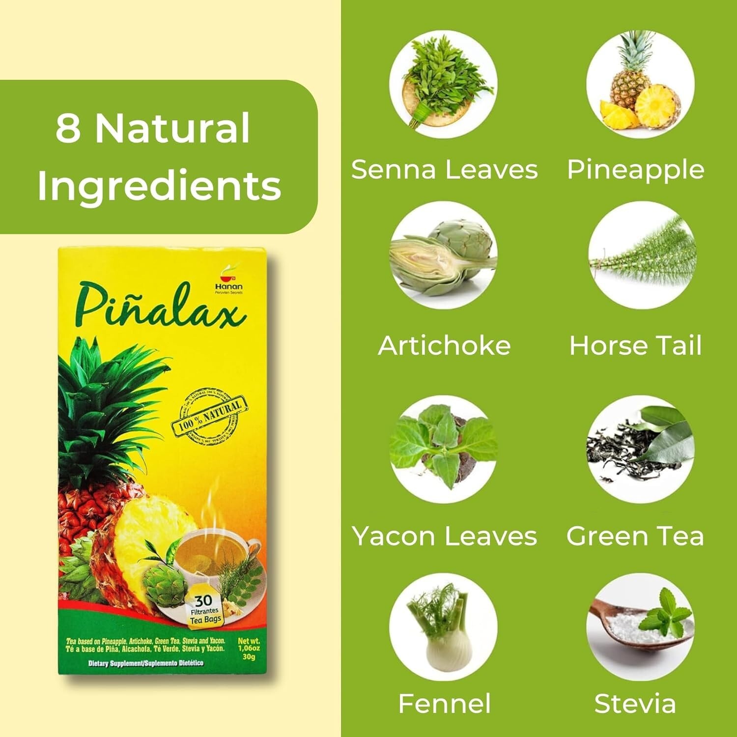 Piñalax 60 Teabags – for Digestive Support & Diet Pineapple Herbal Tea from Peru