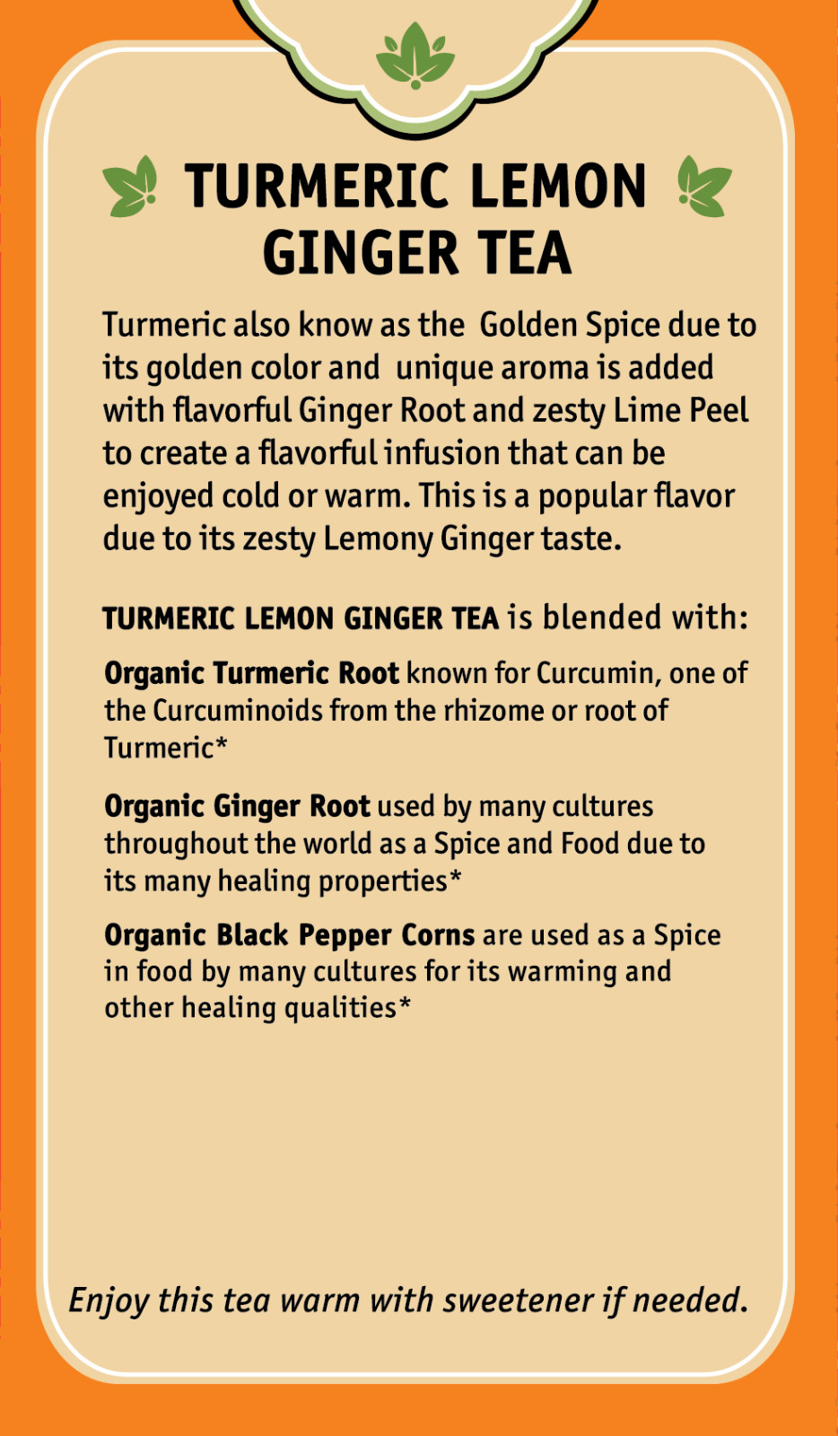 Herbal Cup Ayurveda Turmeric Lemon Ginger Organic Tea