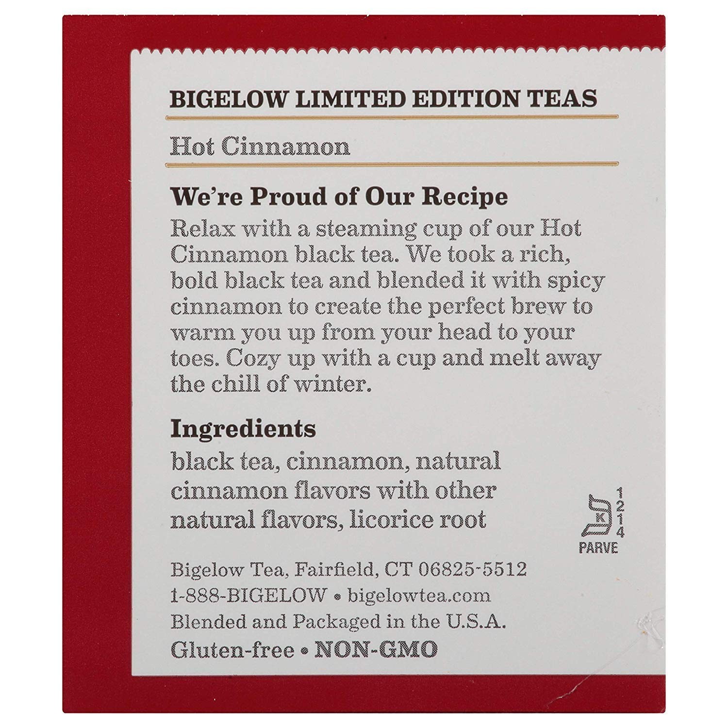 Bigelow, Hot Cinnamon Tea, 20 Count 20 (Pack of 1)