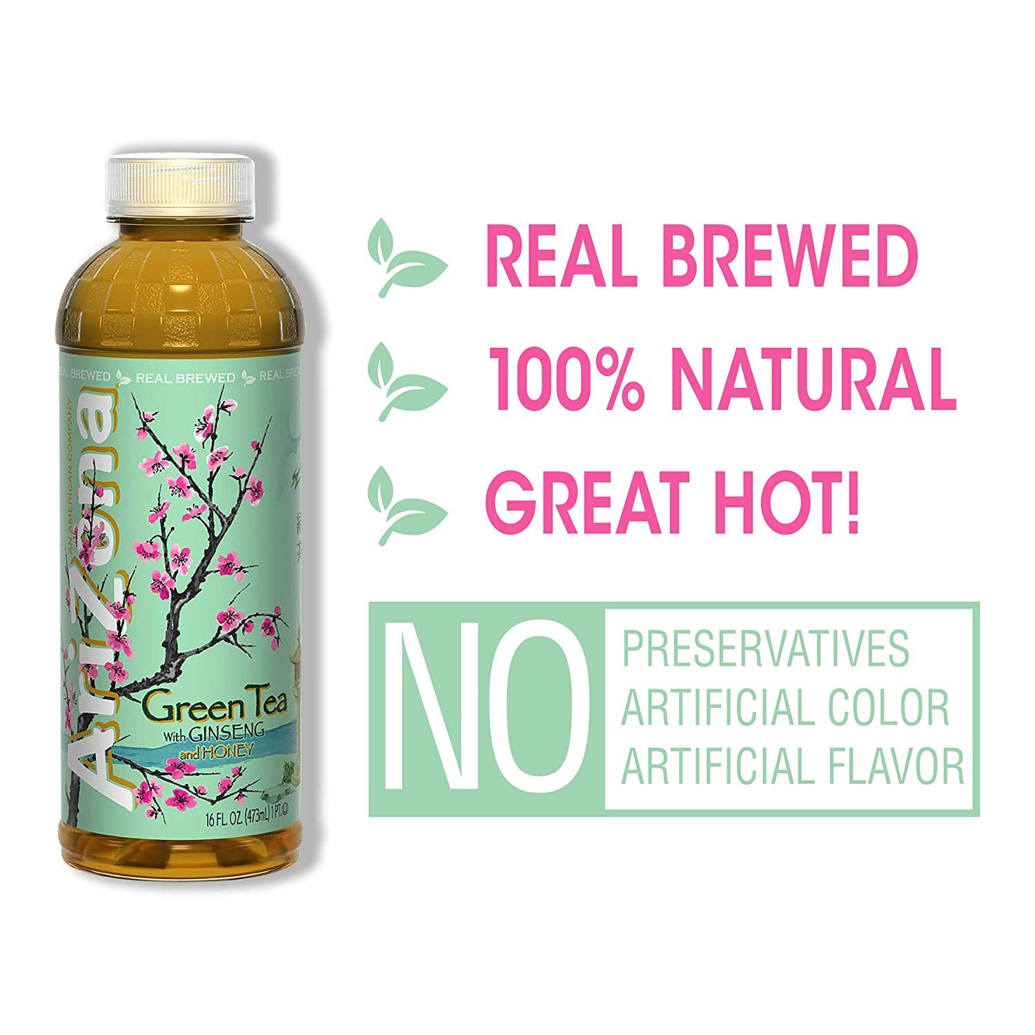 Arizona Green Tea with Ginseng and Honey, 16 Fl Oz (Pack of 12) Free Shipping