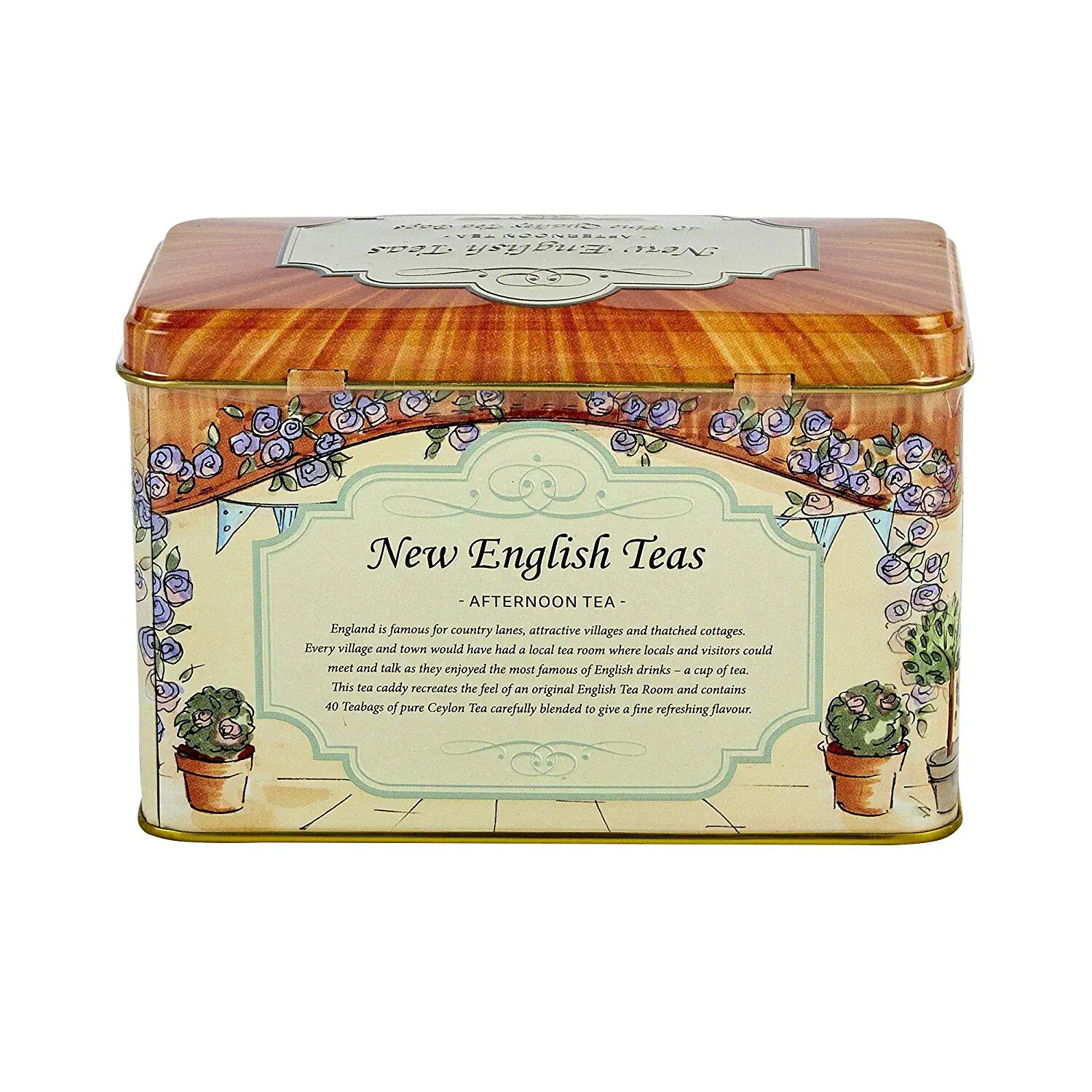 NEW ENGLISH TEAS AFTERNOON TEA TIN W,40 FINE QUALITY TEA BAGS VINTAGE TEA ROOMS