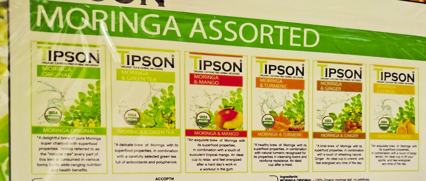 Tipson Organic MORINGA Variety Tea Sampler (60 Tea Bags), Tea Infusions