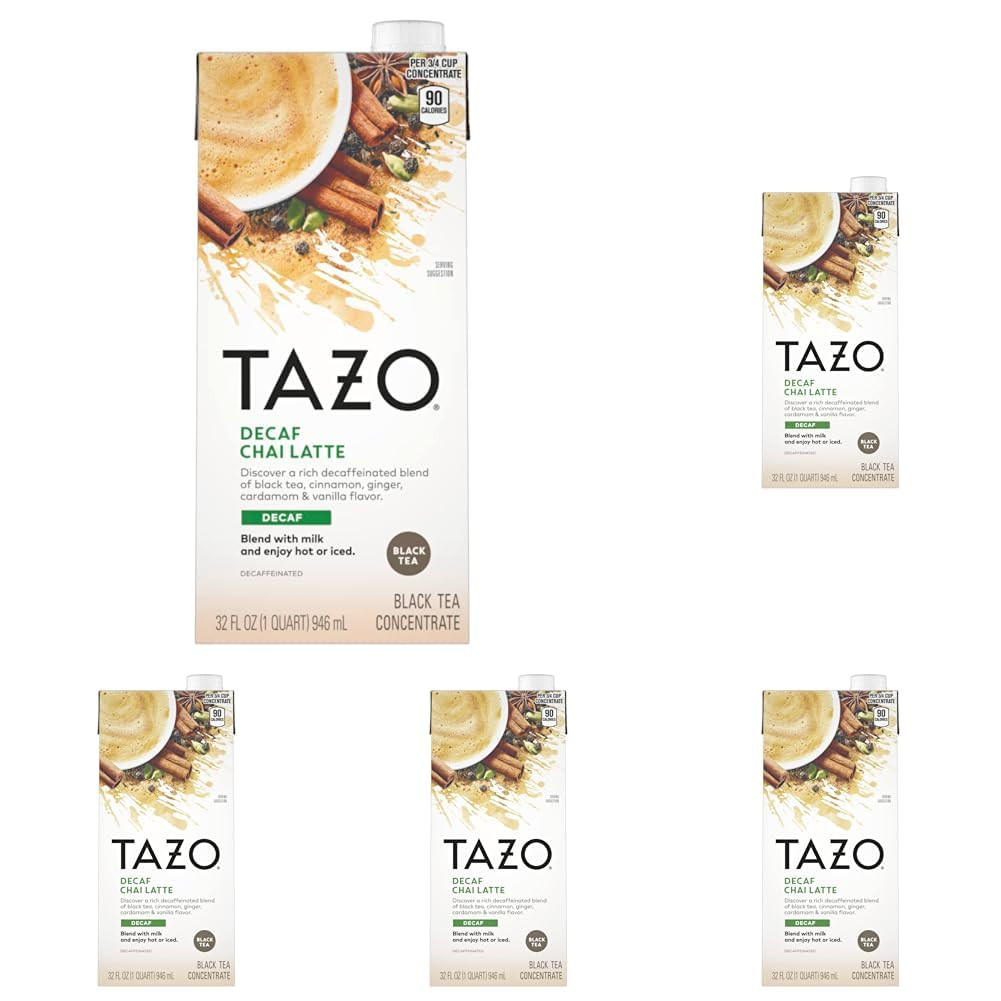 TAZO Decaf Chai Latte, Black Tea Concentrate, Easy-To-Serve Chai Tea for Everyda