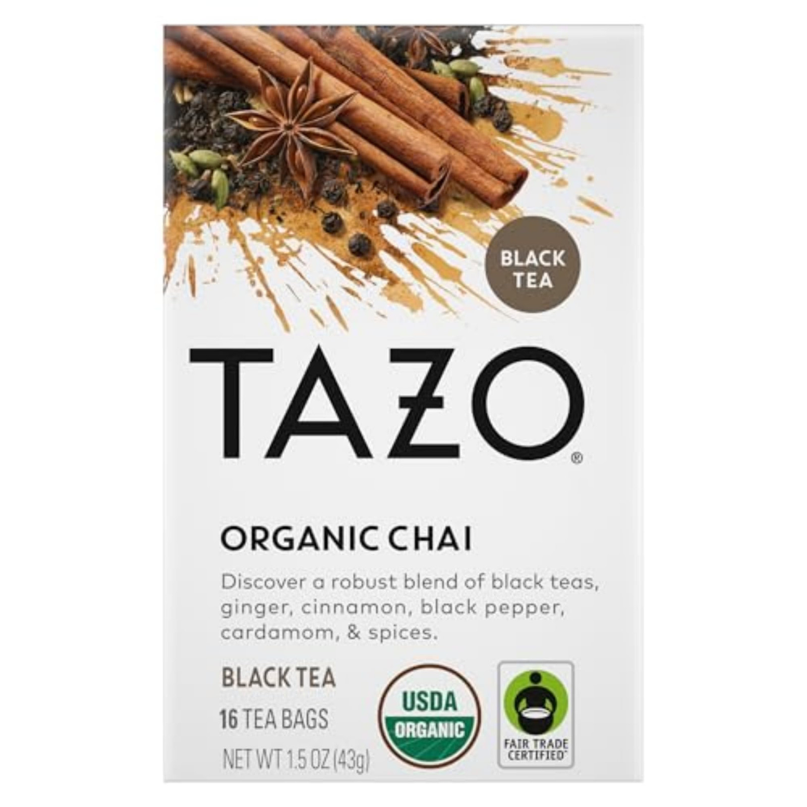 Regenerative Organic Chai Black Tea, Contains Caffeine, Fair Trade, Kosher, U…
