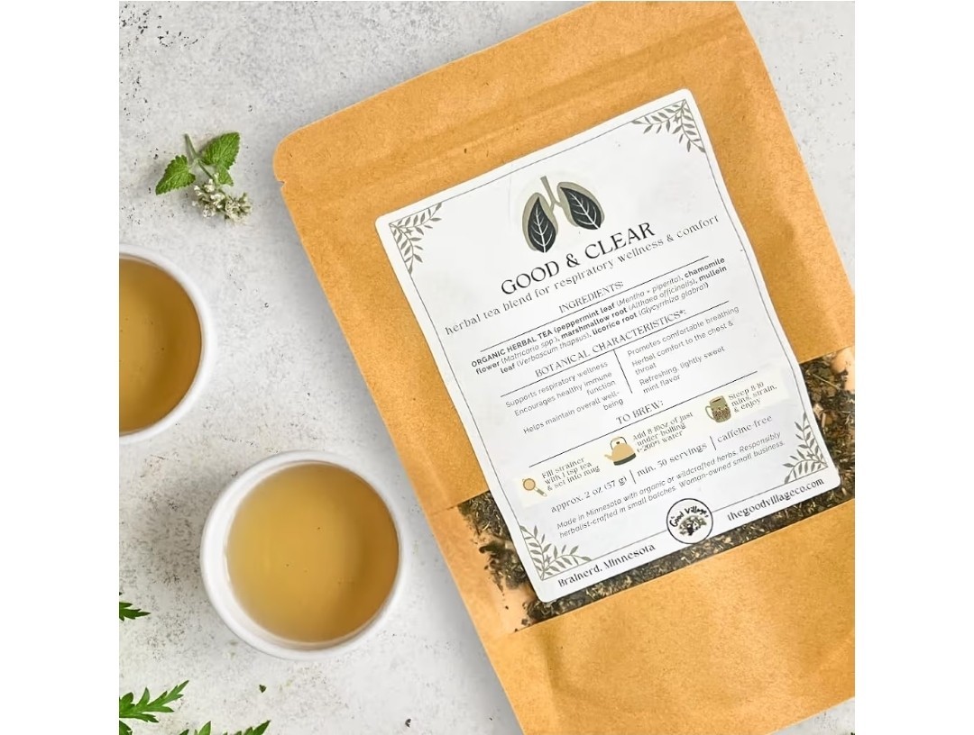 The Good Village Co. Good & Clear Loose Leaf Herbal Tea Mint Chamomile 2oz 50