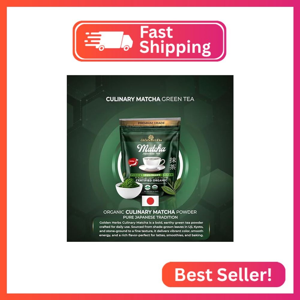 Golden Herbs Culinary Grade Matcha Organic Japanese Green Tea Powder for Lattes,