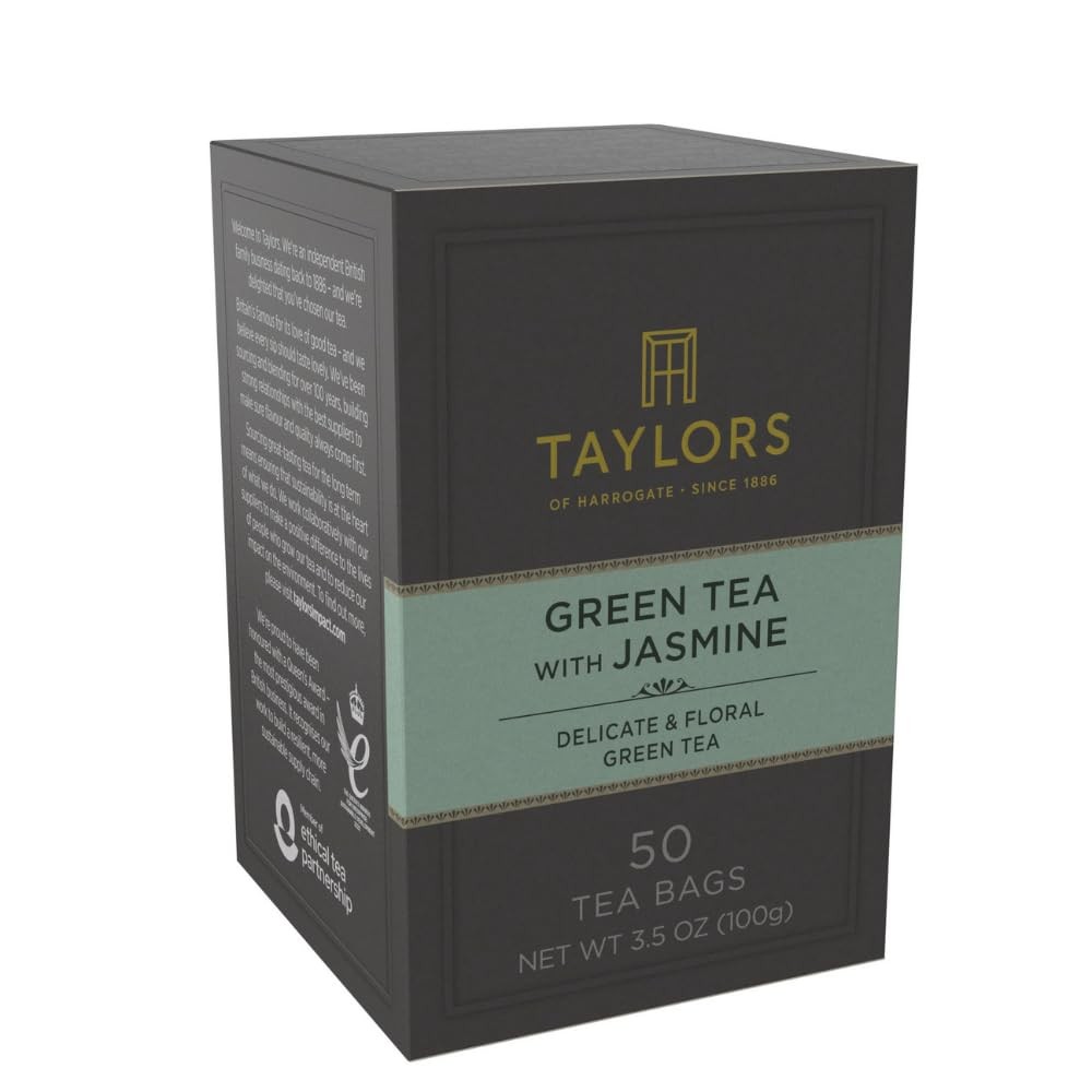 Green Tea W/ Jasmine Pillow Tea Bags 50 Count Pack of 1 Delicate Floral & Sweet