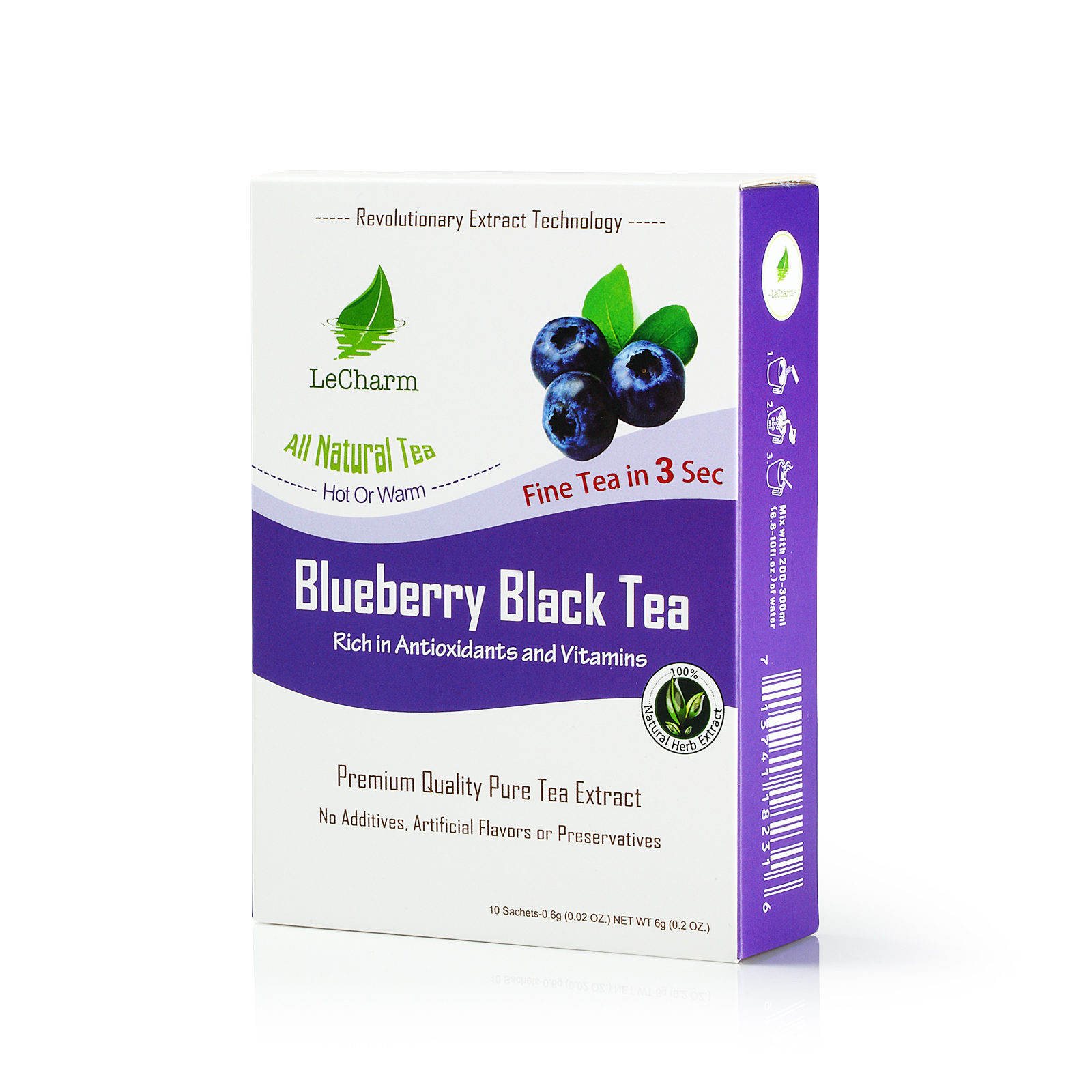 Premium 100% Natural Premium Blueberry Organic Black Tea Sugar Free(10 Sachests)