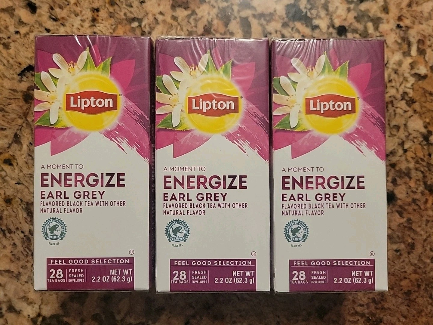 3 Boxes Lipton ENERGIZE Earl Grey Tea 84 Bags. Beverage Exp: 12/2025 – NEW –
