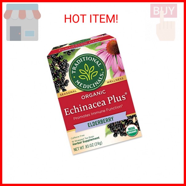 Traditional Medicinals Tea, Organic Echinacea Plus Elderberry, Boosts the Immune