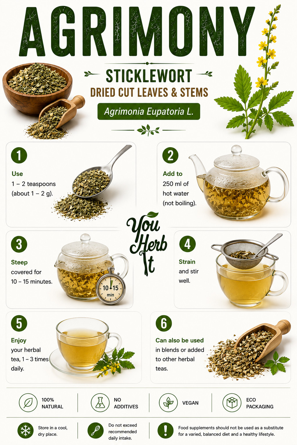 Agrimony Dried Leaves & Stems Loose Herb Tea 25g-200g – Agrimonia Eupatoria