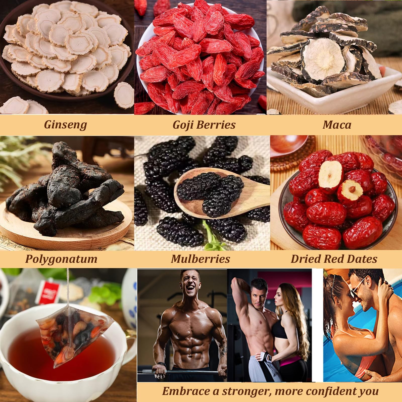 kidney Tea Formula Ginseng Six Treasure Tea, 6 Precious 50 Pcs 2 Bags