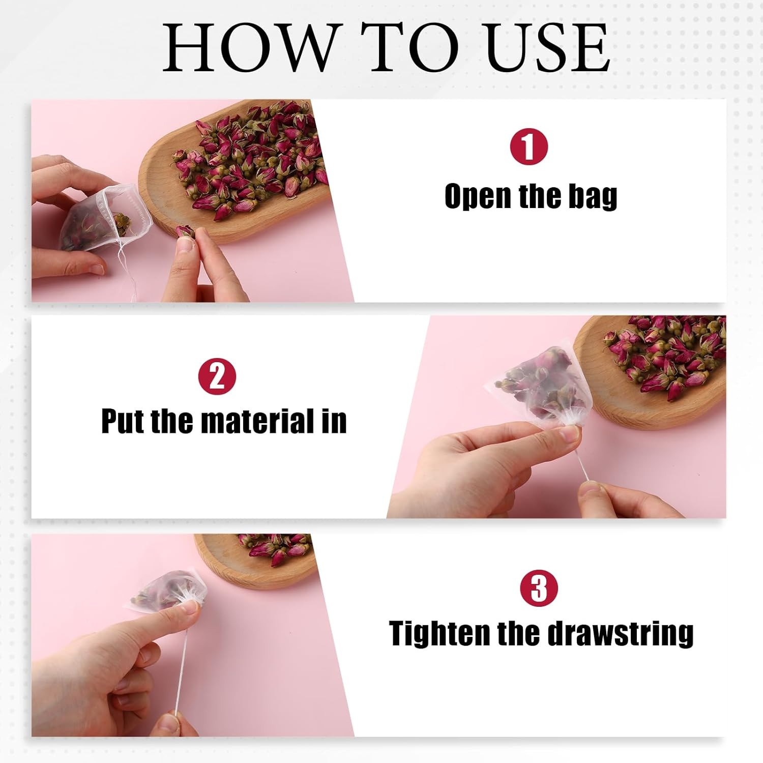 100 Pcs Loose Tea Bags Tea Filter Bags Disposable Mesh Small Drawstring Empty Te