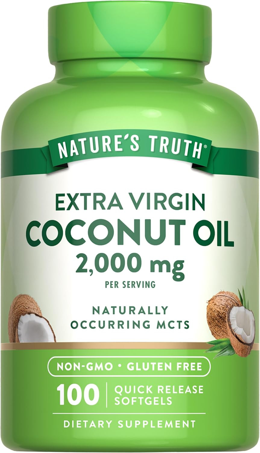 Nature’s Truth Coconut Oil Supplement | 100 Softgels | Naturally Occurring…