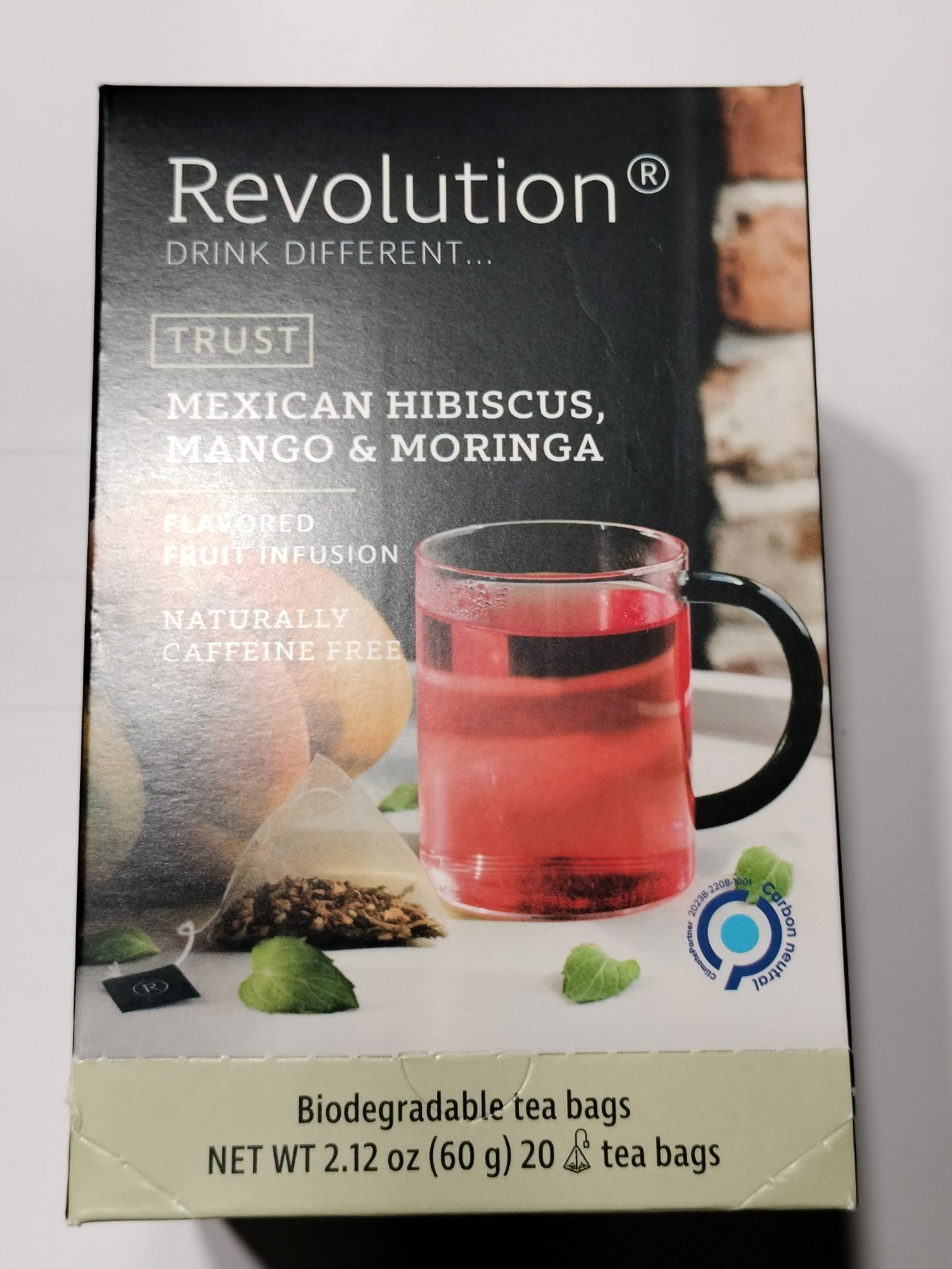 Revolution Mexican Hibiscus Mango Moringa Flavored Fruit Infusion Tea 20 bags