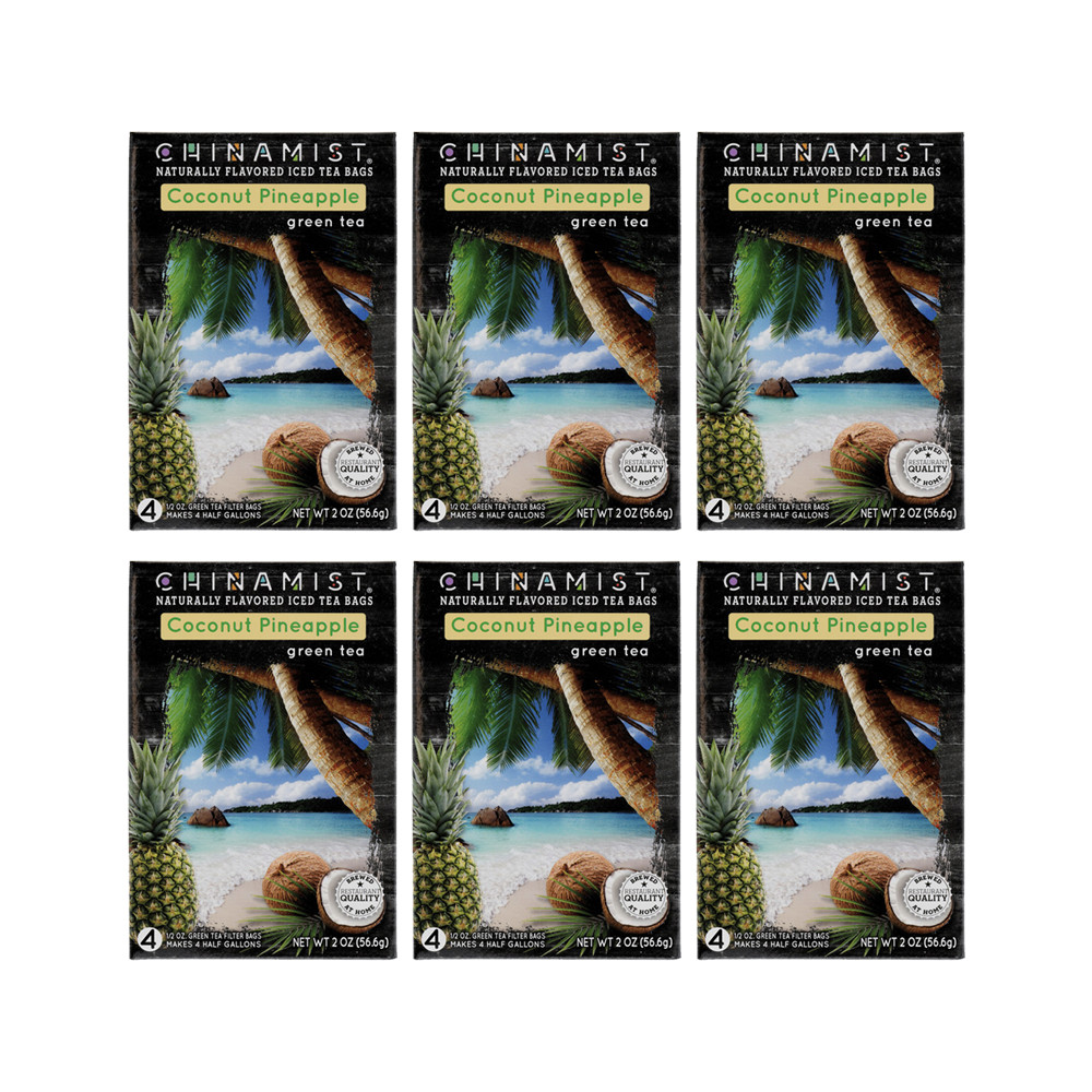 China Mist Coconut Pineapple Iced Tea Bags, 4-Count Box, 6-Pack 12/25