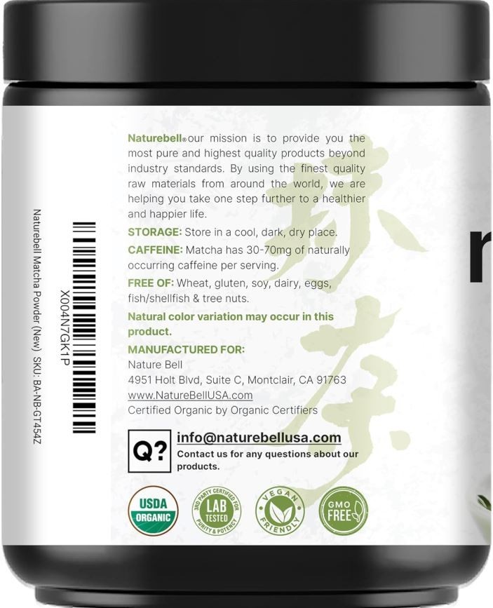 NatureBell Organic Matcha Powder 1 lb, Unsweetened, Culinary Grade, Matcha Latte