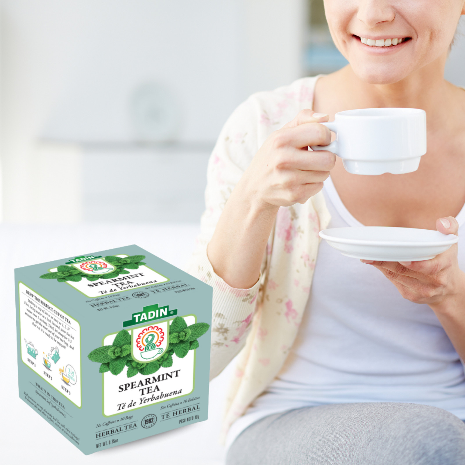 Tadin Spearmint Herbal Tea, 10 Bags 0.35 oz – Cool & Refreshing Flavor (8-Pack)