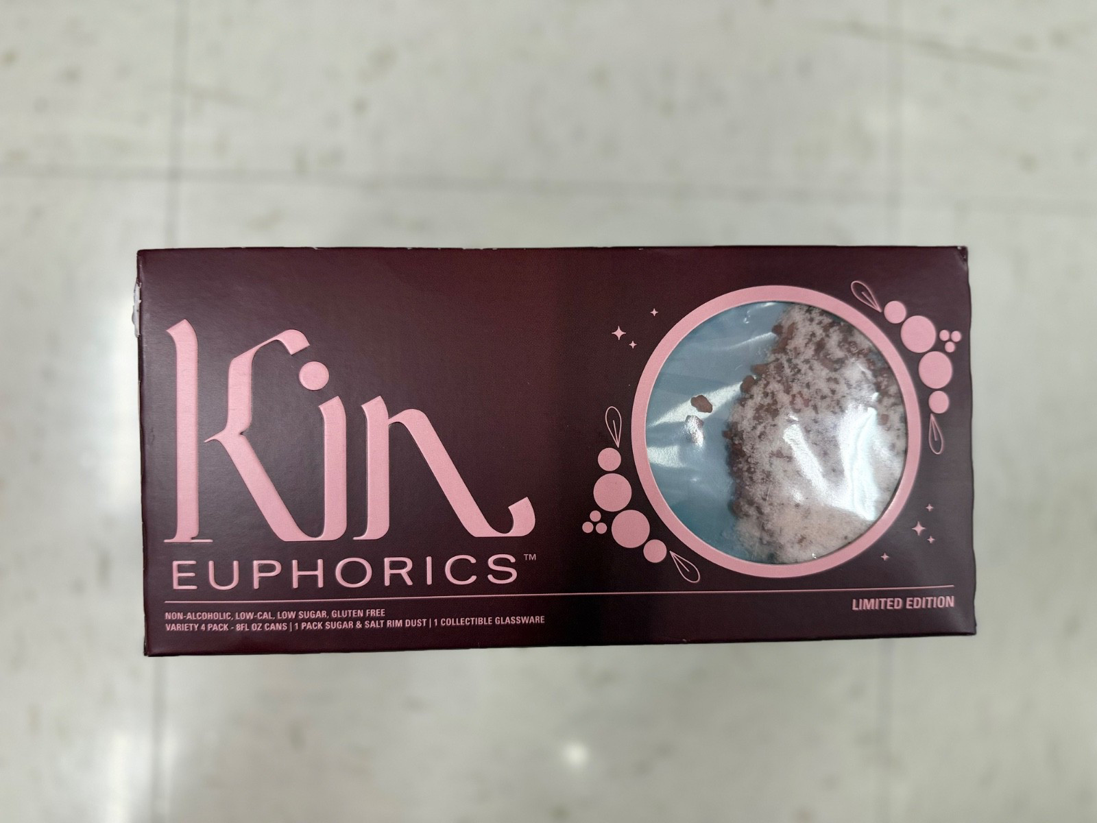 Kin Euphorics Adaptogens Spritz 8 oz 4 Pack Holiday Edt. Sugar Rim Packet Glass