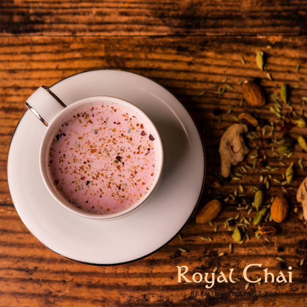 ‎Royal Chai Kashmiri Pink Chai Sweetened 10 Count Single Box Premium Instant Tea