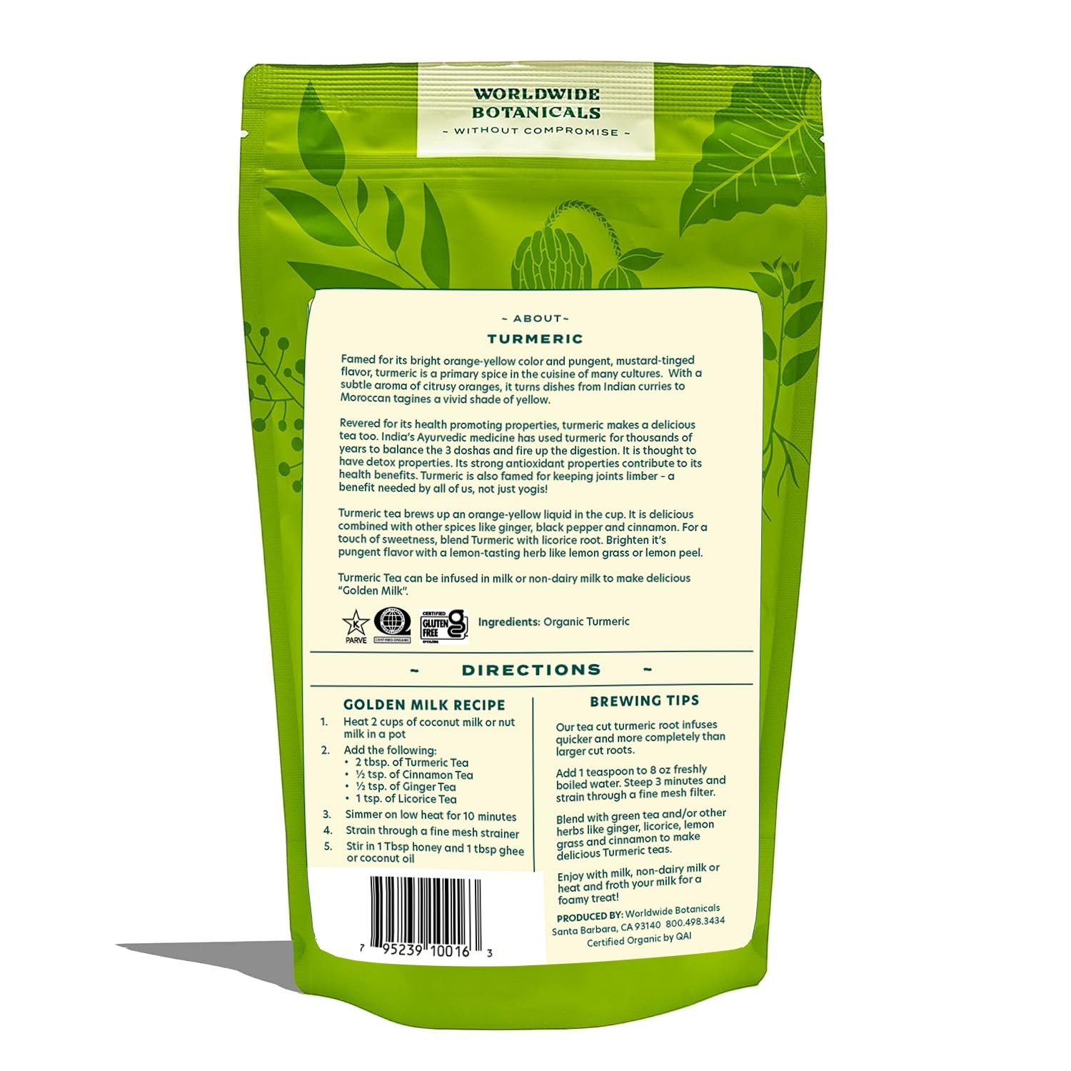 Worldwide Botanicals Organic Turmeric Tea, 1 lb, Tea Cut For Best Infusion 1…