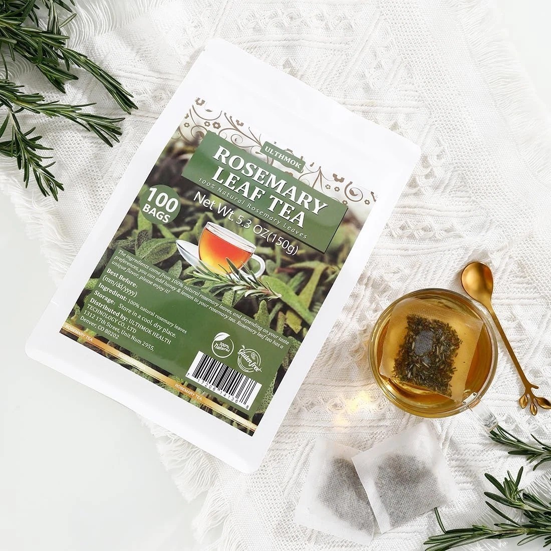 Premium Rosemary Tea Bags 100 Teabags. Made with 100% Pure Natural Rosemary L