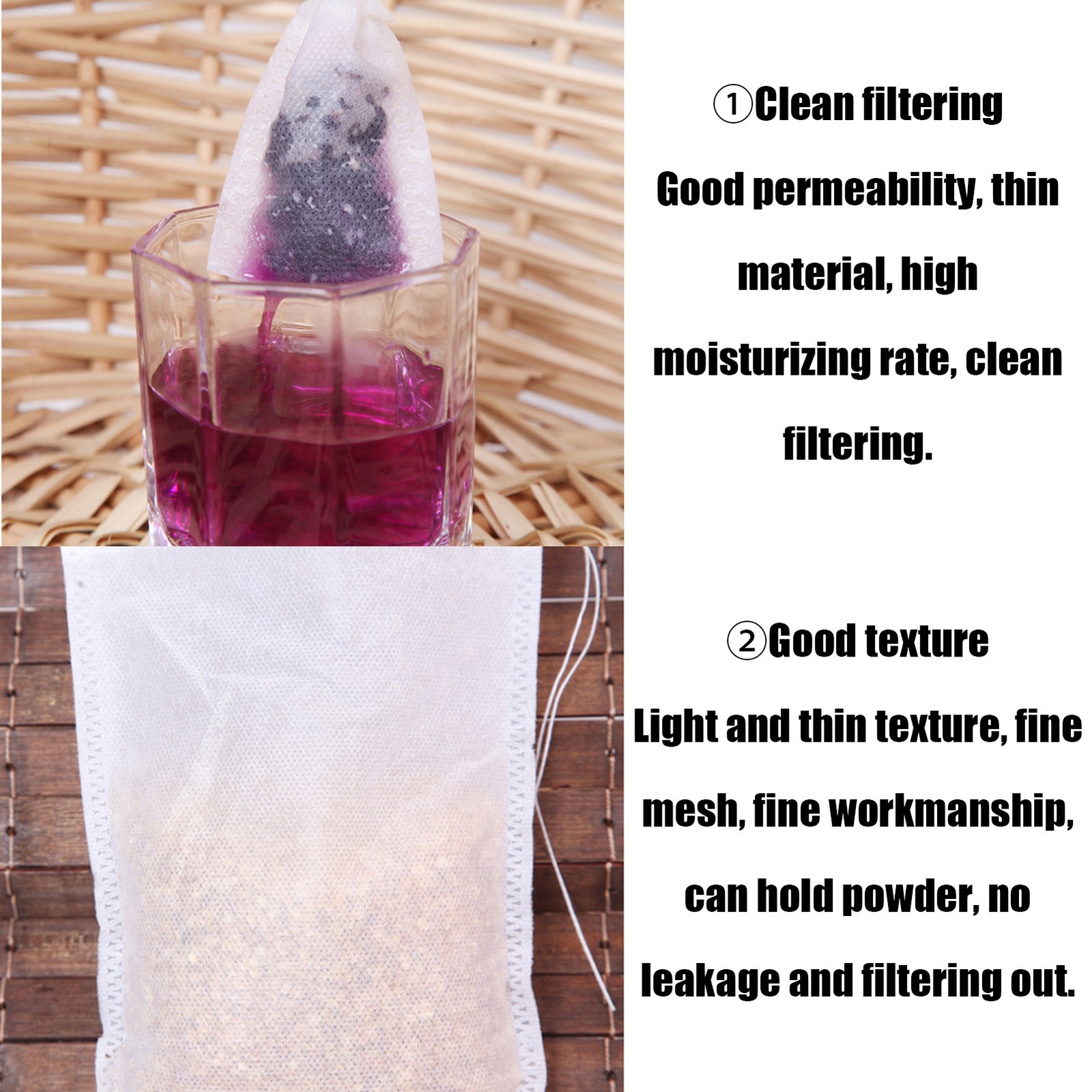 100x Tea Filter Bag Tea Bags For Loose Tea Reusable Empty Tea Filter Bags