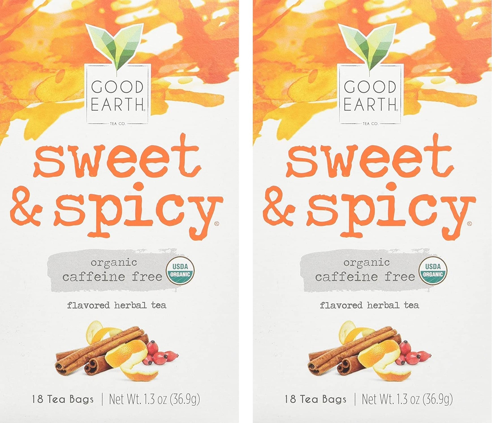 Organic Sweet & Spicy Herbal Caffeine Free Good Earth Teas 18 Tea Bag (Pack o…