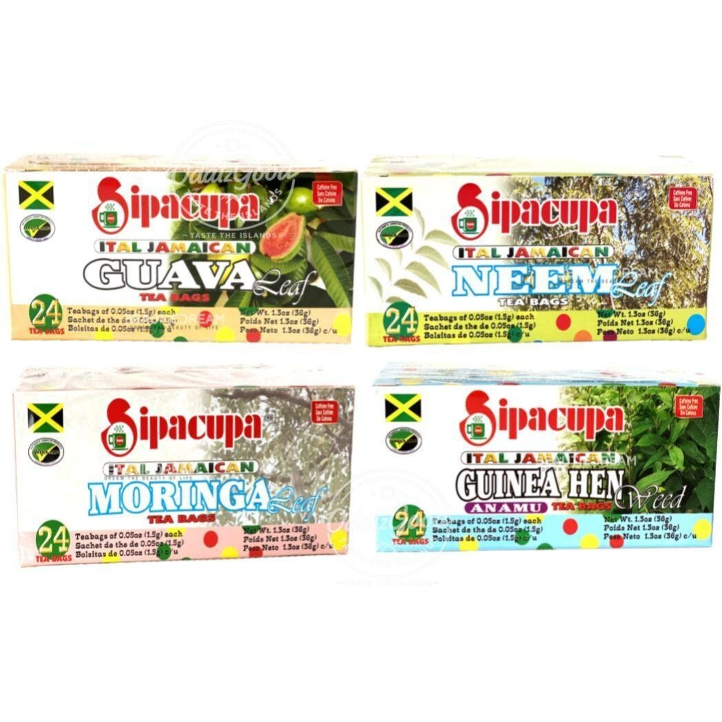 Sipacupa Ital Jamaican Tea Variety Pack | Guinea Hen Weed, Guava, Neem & Moringa