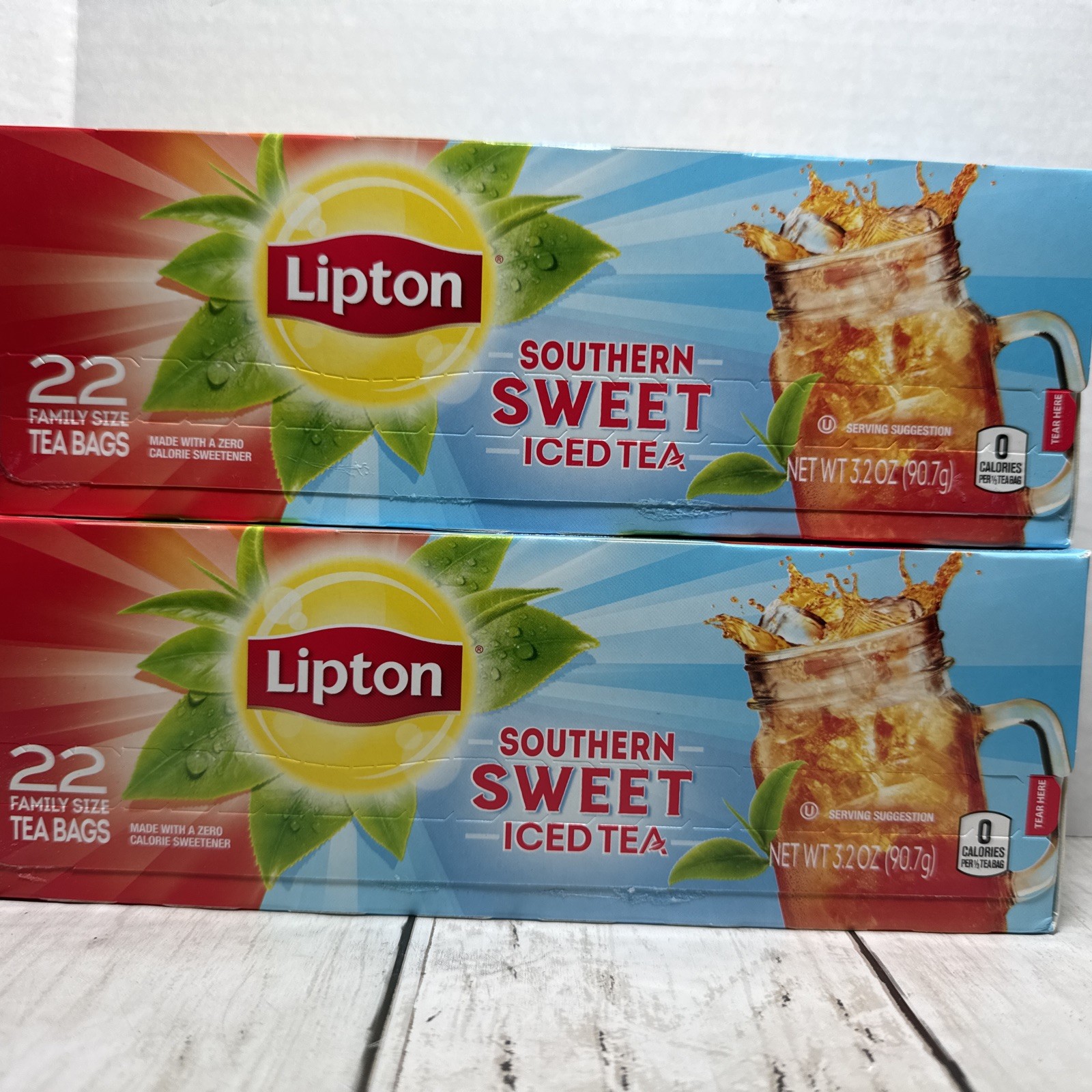 Lipton Southern Sweet Iced Tea Bags 22 Count Family Size BB 04/2028 2 Boxes