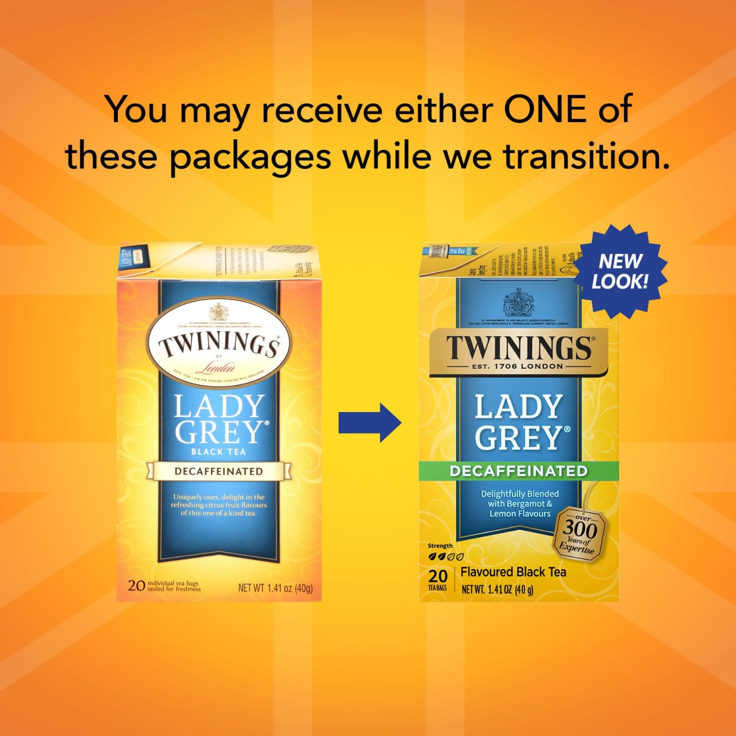 Twinings Decaffeinated Lady Grey 20 Count Citrus Black Tea Bags Hot or Iced