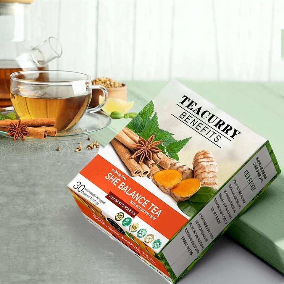 TEACURRY Pcos Tea (1 Month Pack,30 Tea Bags) Free Shipping World Wide