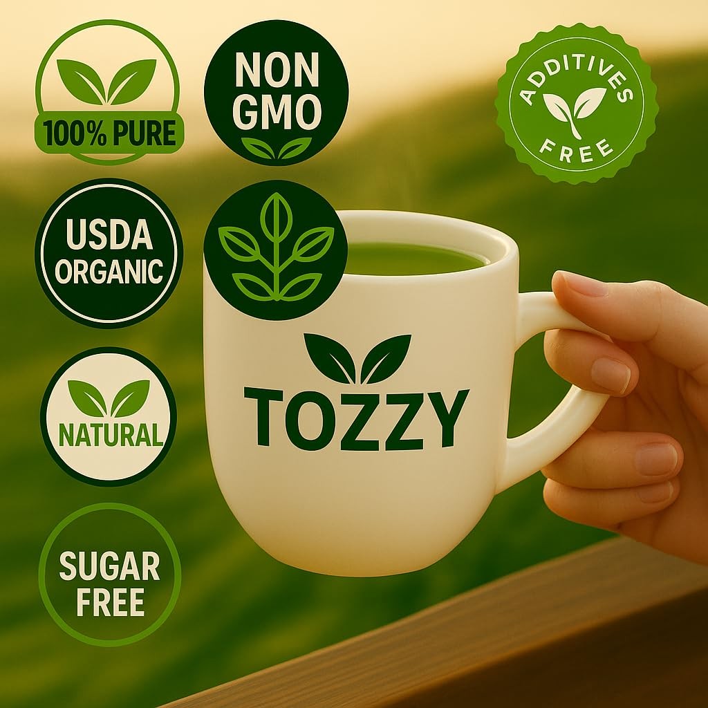Tozzy Organic Matcha Green Tea – 100 Count, Plant-Based Pyramid Tea Bags
