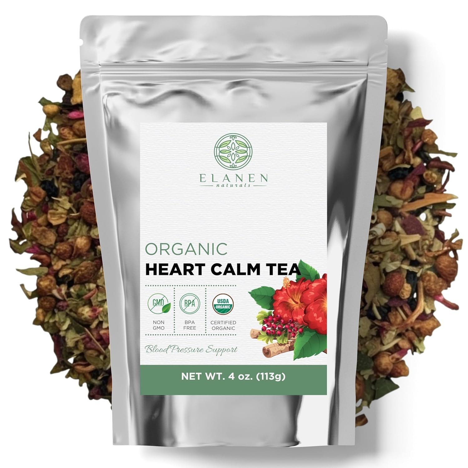 Organic Heart Calm Tea 4 oz. 113g, Blood Pressure Tea to Maintain Healthy Pre…
