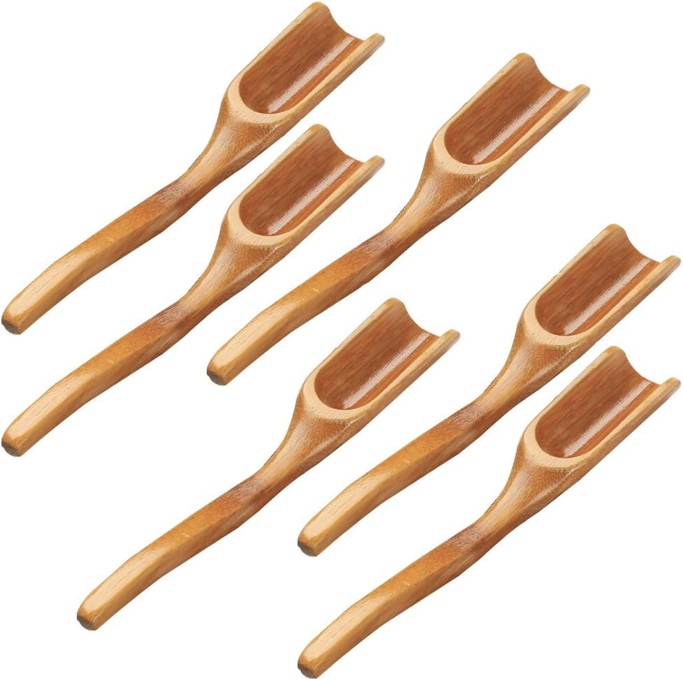 Tea Spoons Natural Bamboo Tea Spoon for Loose Tea ， 6Pcs Kung Fu Tea