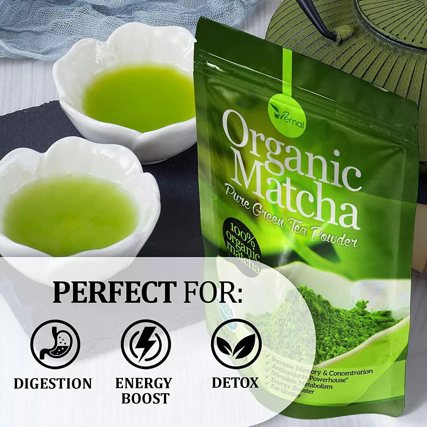 4oz Organic Matcha Powder-Energy Boost, Focus, Antioxidants | Pure Green Tea