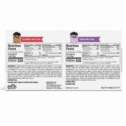 YULU Instant Boba Classic Milk Tea Taro and Strawberry Variety Pack Tea Kit