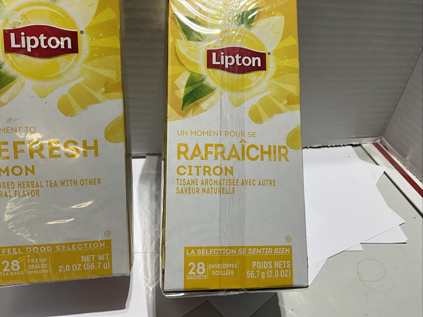LIPTON REFRESH LEMON TEA BAGS Lot Of 2 Sealed Boxes Of 28 Best By 4/27