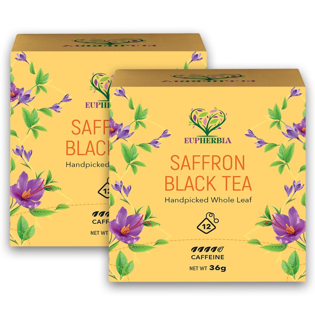 Saffron Black Tea, Handpicked, Highland Grown Whole Leaf Tea, Enriched with P…