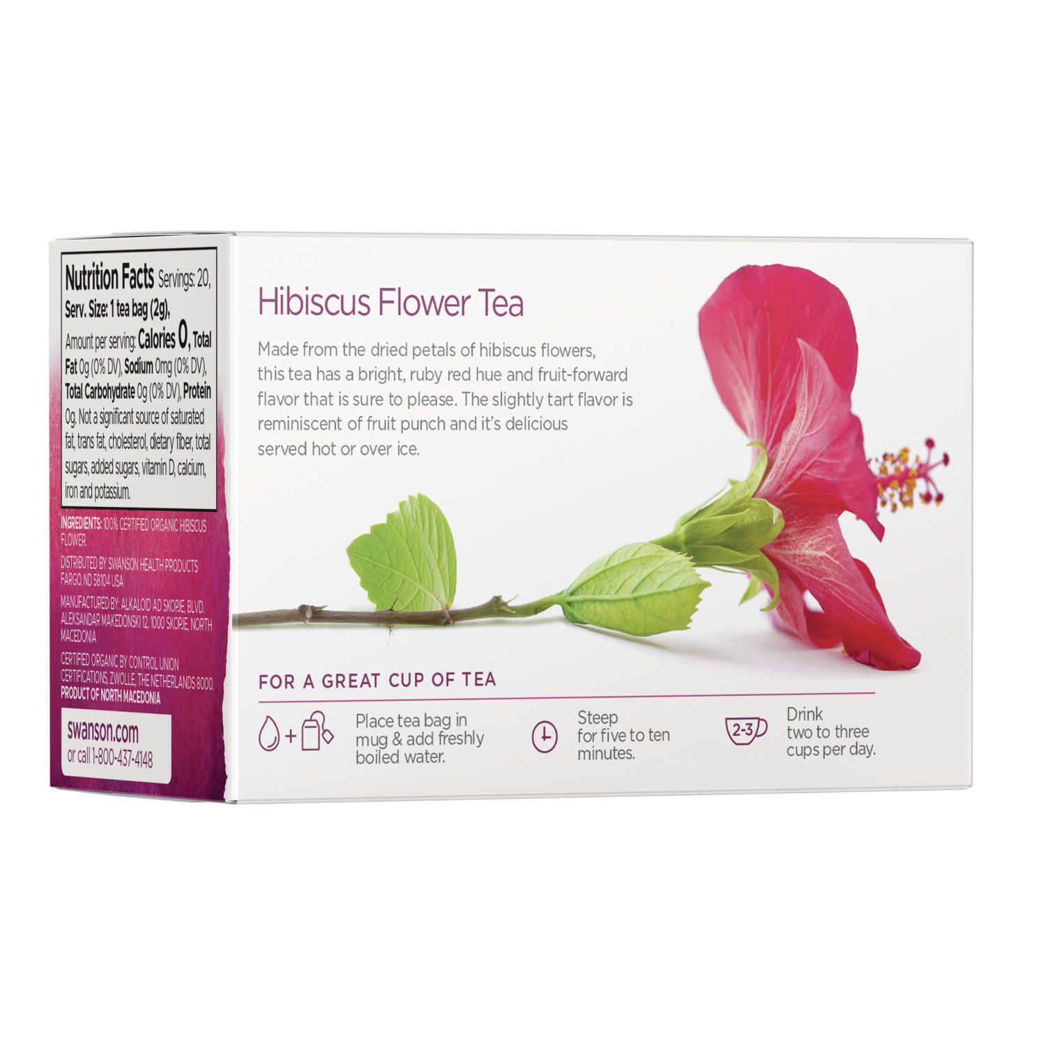 Swanson 100% Organic Hibiscus Flower Tea 20 Sachets
